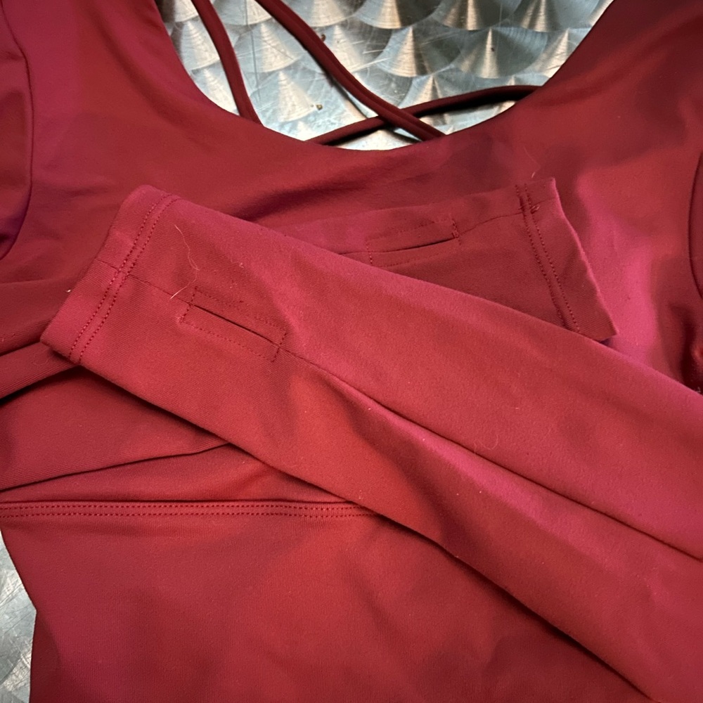Red Athletic Top with Open Back - Picture 3 of 4